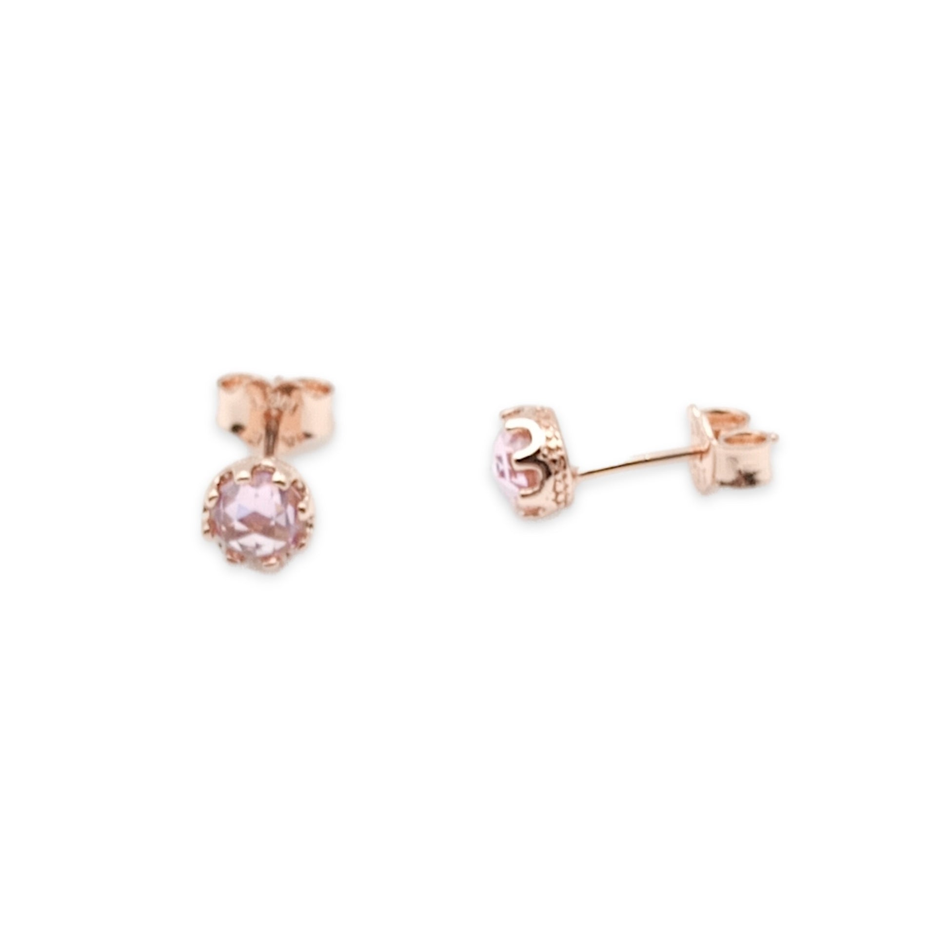 Pink Diamante Stud Earrings