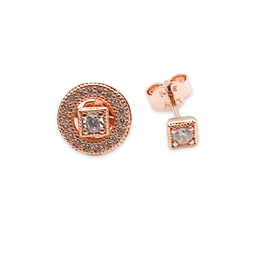 2-in-1 Diamante Stud Earrrings