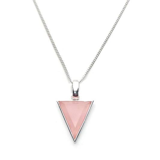 Triangle Pink Quartz Short Necklace