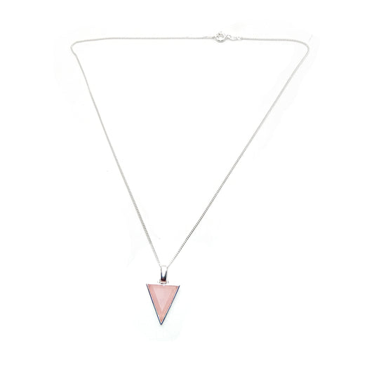 Triangle Pink Quartz Short Necklace