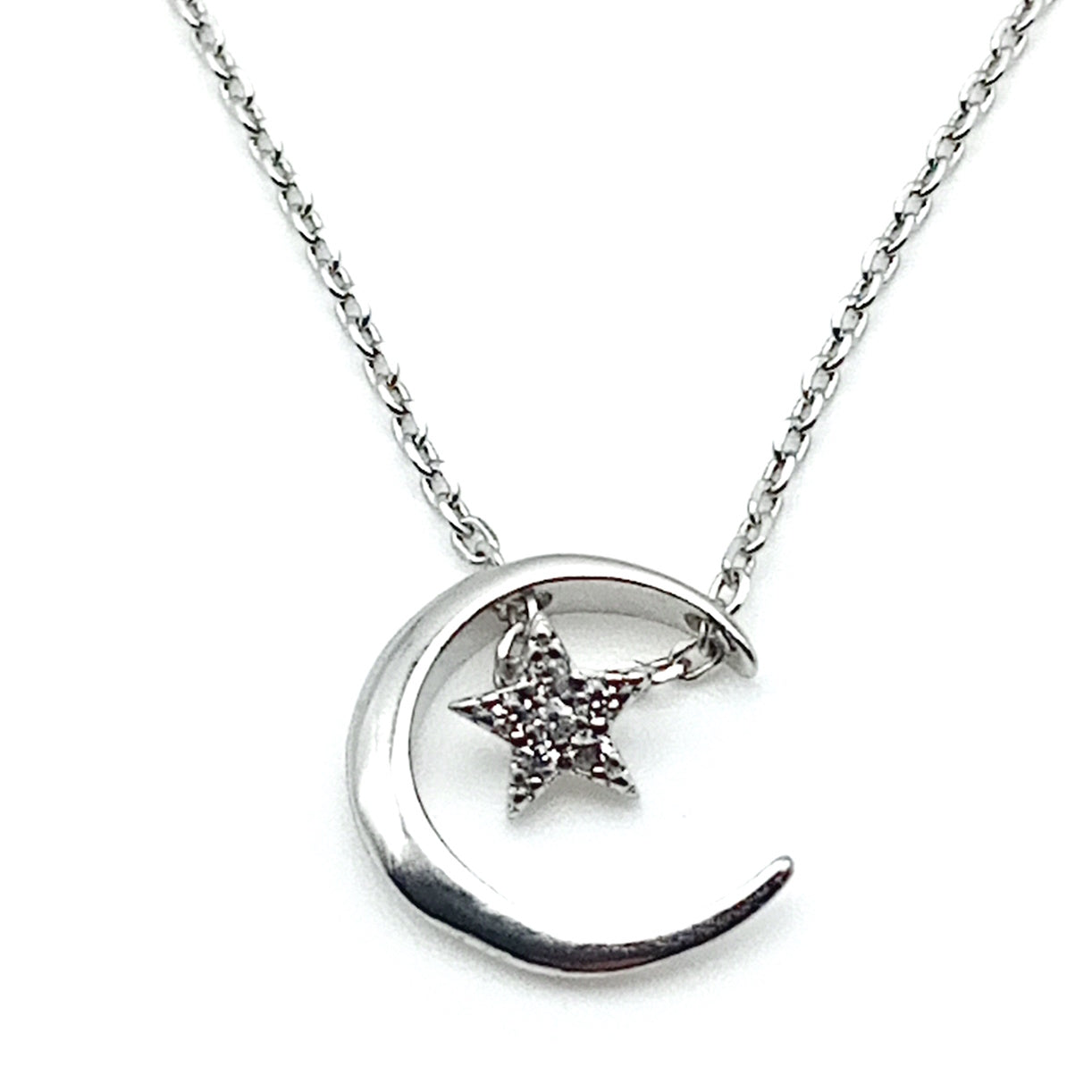 Diamante Star and Moon Necklace