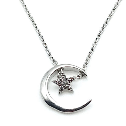 Diamante Star and Moon Necklace