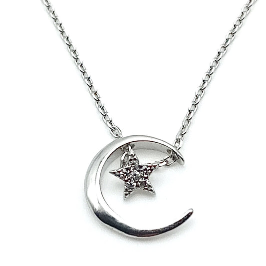 Diamante Star and Moon Necklace